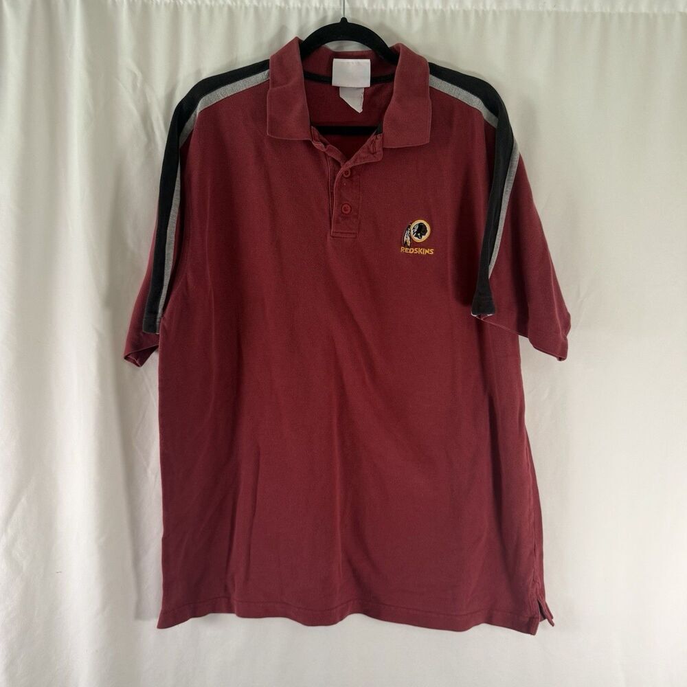 Vintage Washington Redskins Polo Men's XL Solid Red Short Sleeve Cotton Collared